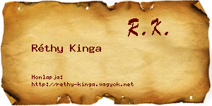 Réthy Kinga névjegykártya